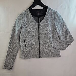 Elegant Black and White Textured Blazer